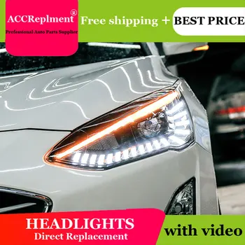 Auto Apšvietimo Stiliaus LED Galvos Lempa Ford Focus led žibintai 2019 signalas, led drl H7 hid Bi-Xenon Objektyvas artimąsias