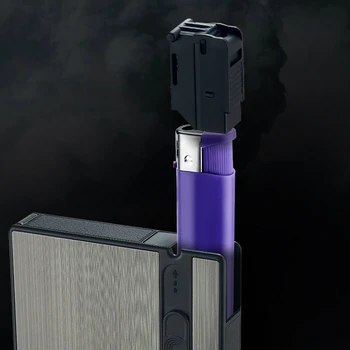 Automatinis Rūkymas 16-gabalas Anti-slėgio Cigarečių Dėžutė Keičiami Vienkartiniai Metalinis Žiebtuvėlis Drėgmei Nešiojamų Įrengimas