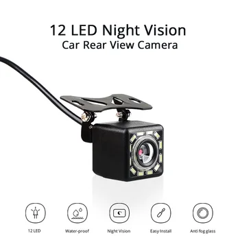 Automobilio Galinio vaizdo Kamera, 4 LED Naktinio Matymo Atbulinės eigos Auto Stovėjimo Stebėti CCD Vandeniui 170 Laipsnių HD Vaizdo