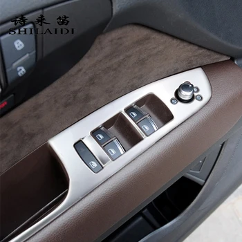 Automobilio stilius durų porankiai skydelio apima apdaila Audi Q7 4l lango stiklo pakėlimo mygtukai rėmo lipdukas juostelės Anglies pluošto Auto lipdukai