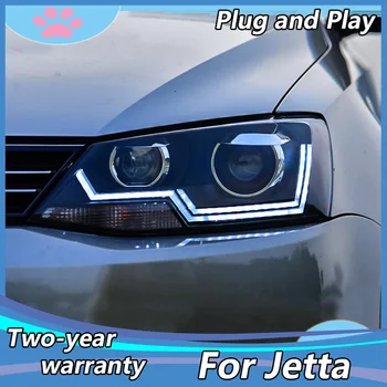 Automobilio Stilius VW Jetta žibintai 2012-m. Jetta led šviesų Žibintas led drl projektorius žibintai H7 hid Bi-Xenon Objektyvas