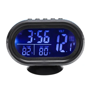 Automobilio Termometras Skaitmeninis Laikrodis, Automobilių Laikrodis LED Apšviesta Auto Dual Temperatūros Indikatorius Voltmeter Įtampos Testeris