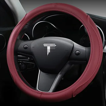 Automobilio Vairas Padengti Skidproof Auto Vairas Padengti Anti-Slip Už Tesla Model 3 Y S X Įspaudas Odos Automobilio stiliaus