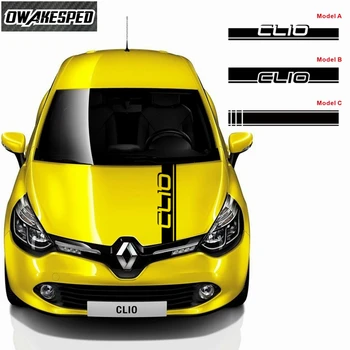 Automobilio Variklio Dangčio Gaubtu Lipdukai-Renault Clio Lenktynių Sporto Juostelės Auto Dangtelis Variklio Dangtis Dekoro Vinilo Lipdukai Išoriniai Priedai
