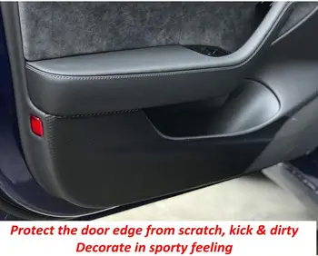 Automobilių Durų Anti-Kick Vinilo Įvyniojimas Lipdukas Durelių Krašto Guard Raštas Anglies Pluošto Tesla Model 3 Apdaila Reikmenys, 4 VNT.