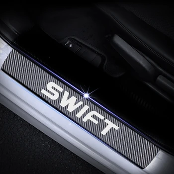 Automobilių Durų Slenksčio Nusitrinti Plokštė Apsaugas Suzuki Swift Sveiki Pedalo Raštas Anglies Pluošto Vinilo Lipdukas Automobilio Stilius Auto Dalis 4PCS