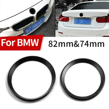 Automobilių Juodosios Priekiniai Galiniai Logotipas Aplinkinių Žiedas, Skirtas BMW 3 4 Serijos 82 Mm ir 74 Mm Emblema Automobilio Išorės Apdailos