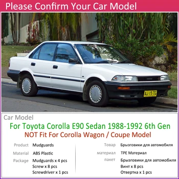 Automobilių Mudflap Toyota Corolla AE90 E90 1988~1992 Sparnas sparnų Splash Atvartais Purvasargių Priedai 1989 1990 1991 6 6 Gen