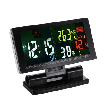 Automobilių Skaitmeninis Laikrodis, Termometras su Drėgmėmačiu Oro Voltmeter LCD Ekranas Temperatūros Indikatorius voltmetras Testeris Stebėti