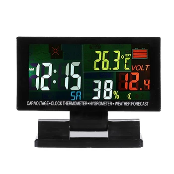 Automobilių Skaitmeninis Laikrodis, Termometras su Drėgmėmačiu Oro Voltmeter LCD Ekranas Temperatūros Indikatorius voltmetras Testeris Stebėti