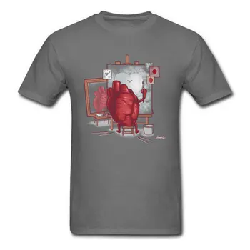 Autoportretas T-shirt 2019 Vyrų Marškinėliai Širdies Menininkas 3D Marškinėlius Humoro Komiksų, Animacinių filmų Drabužius, papročius, Paklausa Medvilnės Tees Įmonė