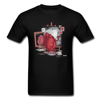 Autoportretas T-shirt 2019 Vyrų Marškinėliai Širdies Menininkas 3D Marškinėlius Humoro Komiksų, Animacinių filmų Drabužius, papročius, Paklausa Medvilnės Tees Įmonė