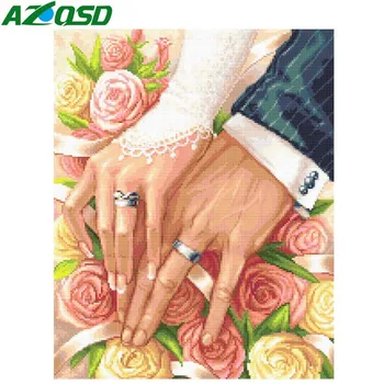 AZQSD Diamond Tapyba Visą Ekraną Gėlė Rožė 
