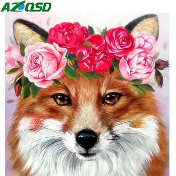 AZQSD Visiškai Rinkiniai Diamond Siuvinėjimo Gyvūnų Fox Amatų Diamond Tapybos Kryželiu Namų Dekoro Rankų darbo Nuotraukos Strazdų