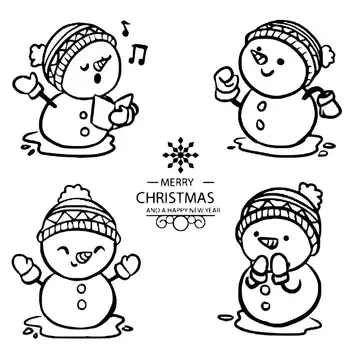 AZSG Happy Christmas Snowman Aiškių Ženklų Scrapbooking 