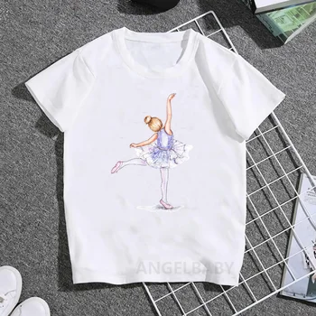 Aš Myliu Baleto Šokio Mergina Spausdinti marškinėliai Mergaitėms Vasaros Baltos Vaikai Viršūnes Kūdikių Berniukų Drabužiai Atsitiktinis Juokingas Vaikų marškinėliai,HKP5191
