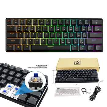 Ašis 61 Klavišas Žaidimai Gateron Jungiklis RGB Žaidimas, Mechaninė Klaviatūra, Optine Ašimi Can USB Tipas-c, Įdėta Kabelis Mechaninė IP68