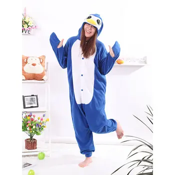 AŠTUONIŲ IKI Mėlynos Pingvinas Onesies Unisex Suaugusiųjų Pižama Kigurumi Cosplay Kostiumai, Gyvūnų Onesie Sleepwear Jumpsuit Vyrų Famale
