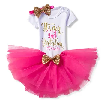 Baby 1-ojo Gimtadienio Naujagimių Mergaitės Vasaros Marškinėliai +Tutu Suknelė (Viršūnės+Lankelis+Dress) 3pcs Kostiumas Bamblys 6 12 24 Mėnesiai