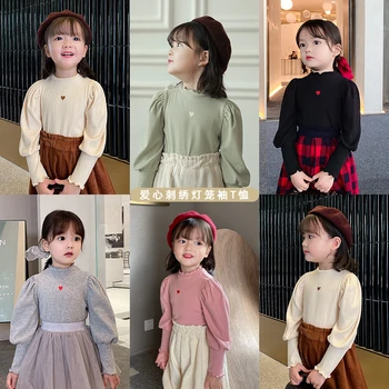 Baby girl hablo burbulas rankovės mados marškinėliai rudenį naujų vaikai mėgsta Korėja viršų