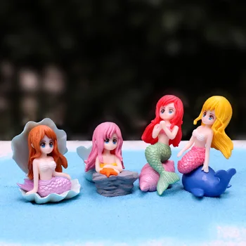 BAIUFOR 4PCS Animacinių filmų Lėlės Vandenyno Mergaitė, Anime Paveikslas, 