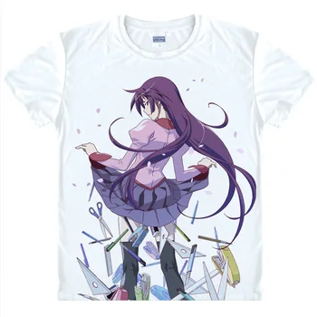 Bakemonogatari Atspausdintas T-shirt Senjougahara Hitagi Cosplay Sengoku Nadeko Tshirts Viršūnes Mados Anime Tees Marškinėliai Vasaros Marškinėliai
