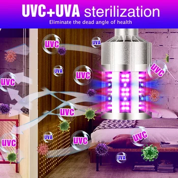 Baktericidiniu Šviesos 9UVC 18UVC E27 Sterilizer UV LED 15W 20W 60W Ozono Lempa 220V Ultravioletinės Šviesos Namuose Dezinfekuoti Bakterijų 110V