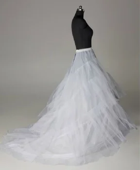Balta vestuvinė hoopas traukinio mergina vestuvių slydimo prom Krinolīns Underskirt suknelė