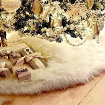 Baltas Pliušinis Kalėdų Eglutės, Sijonai, Kailio Kilimas Linksmų Kalėdų Dekoracija Namuose Naujieji Metai Apdaila