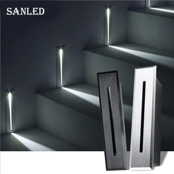 Baltos Sienos Šviesos diodų (LED) Embedded Laiptų Šviesos patalpų apdailos Priemonių, Šviesos Kopėčių, Laiptų Naktį lempos Koridoriaus Sienos Lempos Aliuminio