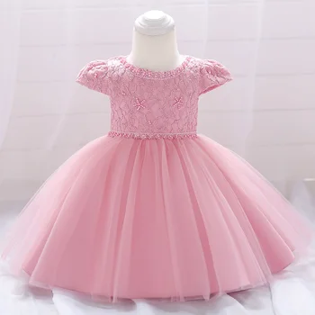 Bamblys Baby Girl Dress Krikštynos 1 Metų Gimtadienio Suknelė Mergina, Vaikiški Drabužiai, Vaikų Princesė Suknelės, Perlų Ceremonija Drabužiai