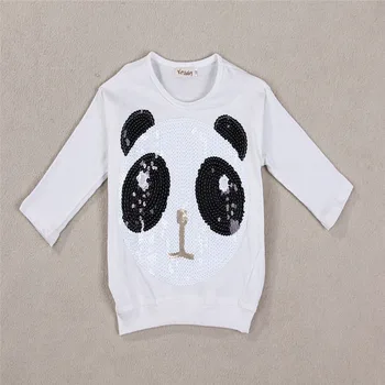 Bamblys Vaikams, Vaikų, Kūdikių, Mergaičių 2vnt Panda Long Sleeve T-shirt +Dryžuotas Lankas Antblauzdžiai Komplektus Drabužių Rinkinys