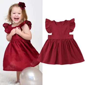 Bamblys Vaikas Kūdikių Mergaičių Partijos Inscenizacija Tutu Oficialų Suknelė Sundress Drabužius Atsitiktinis Rankovių Mini Suknelė