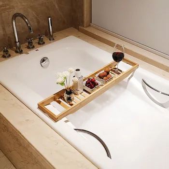 Bambuko pratęsimo neleidžiančioms slysti vonios kambarys daugiafunkcinis vonia lentynos tualetas spa vonia lentynos vonia dėklas vonia priedai