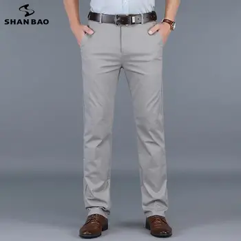 BAO SHAN vyriški tiesiai atsitiktinis kelnės 2020 m. rudens ir žiemos prekės ženklo drabužių patogus medvilnės verslo kietosios spalvos kelnės
