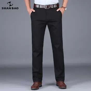 BAO SHAN vyriški tiesiai atsitiktinis kelnės 2020 m. rudens ir žiemos prekės ženklo drabužių patogus medvilnės verslo kietosios spalvos kelnės