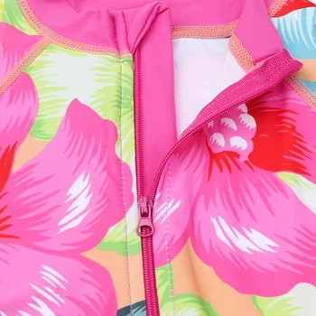 BAOHULU Mergaitėms ilgomis Rankovėmis Spausdinti gėlės vientisi maudymosi kostiumėlį UV50+ Saulės Kostiumas Vaikams Maudymosi Kostiumėliais, Paplūdimio Dėvėti vaikiški Maudymosi kostiumai