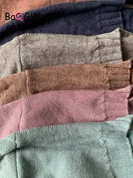 BaQGW Moterų Megztinis Rinkiniai Tinka Mados Vieno Krūtinėmis susagstomi megztiniai + Ilgas Kelnes sportiniai Kostiumai Rudens Žiemos Moteris Megztas Kombinezonas
