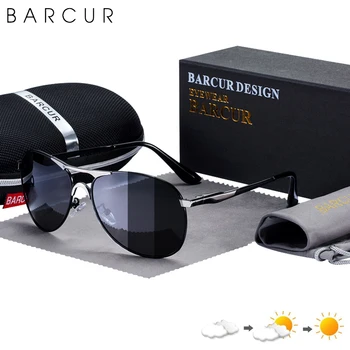 BARCUR Photochromic Aukštos Kokybės Akiniai nuo saulės Vyrams, Prekės ženklo Dizaineris Poliarizuoti Saulės Akiniai Vairavimo Mens Saulės Akiniai UV400