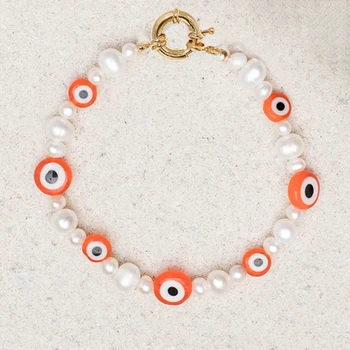 Baroko gamtos perlas trumpi karoliai mados orange akies karoliukai unikalus moteriškas žavesys papuošalai Valentino Dienos dovanų Rankų darbo choker