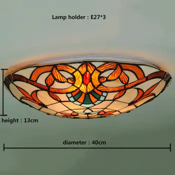 Baroko Tiffany Viduržemio jūros regiono stiliaus stiklo Lubų Šviesos Sielovados Turas Stiklo lempų gaubtų lamparas de techo abajur 110-240V E27