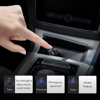 Baseus Automobilinis Įkroviklis Belaidžio MP3 Bluetooth 5.0 Dual USB 3.1 Greitai Imti Su Skaitmeniniu Ekranu Žiebtuvėlis 