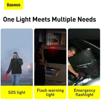 Baseus Automobilio Avarinę Šviesos Saulės Įkraunamas LED Nešiojamų Automobilių Skaitymo Šviesos Magnetinis Automobilio Signalo Lemputė Auto Interjero Žibintuvėlis