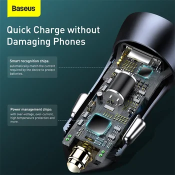 Baseus USB C Automobilinis Įkroviklis Adapteris 20W 