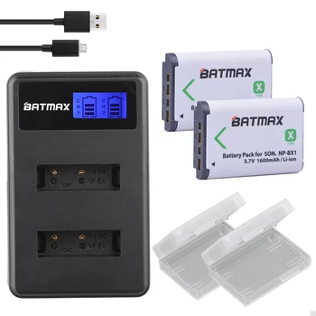 Batmax 2vnt NP-BX1 NP BX1 baterija NPBX1 Bateria+LCD Dvigubas Kroviklis Sony NP-BX1 HDR-AS200v AS20 AS100V DSC-RX100 X1000V WX350