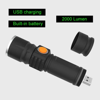 BCXYMQ 2000 liumenų, Super Light USB Įkrovimo T6 LED Dviračio Žibintas atsparus Vandeniui, Built-in Baterijos Priekinis Dviračio Žibintas Priedai