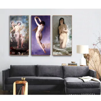 Be rėmelio klasikinės religinės duomenys nuogas moteris drobės spaudiniai aliejaus tapybai atspausdintas ant medvilnės sienos meno apdailos nuotrauką