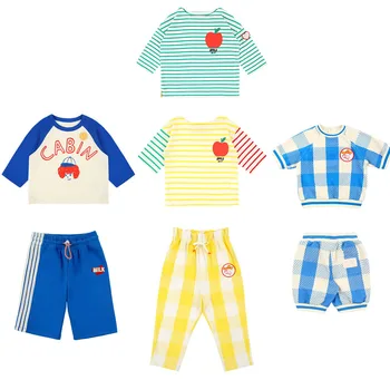Bebe Prekės 2020 Naujas Vasaros Vaikai T Marškinėliai Berniukams, Mergaitėms Pusė Rankovės Juostele Print T Shirt Baby Vaikų vatos Pagaliukai Tees Drabužiai