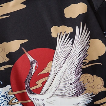 Bebovizi Japonų Stiliaus Krano Banga Kimono Moterų, Vyrų Megztinis Marškinėliai Yukata Haori Obi Drabužių Derliaus Tradicija Palaidinė Drabužiai