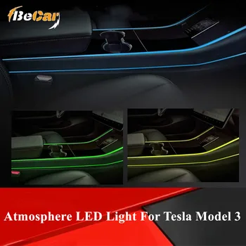 BeCar 1 Vnt Konsolė Lempos App Kontrolės Atmosfera Šviesą Tesla model 3 Įvairių Spalvų LED Šviesos Automobilio Salono Šviesos Juostelės
